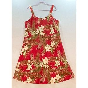 Barefoot Attitude Womens Slip Dress 2X Red Floral Terivoile Fabric